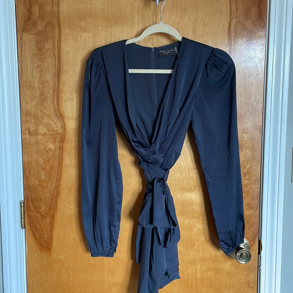 Pewter long sleeve silk romper
